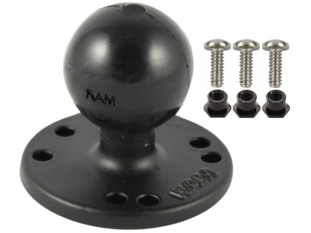 RAM Mounts 2.5" Round Base AMPs Hole Pattern 1.5" Ball Garmin Fishfinders