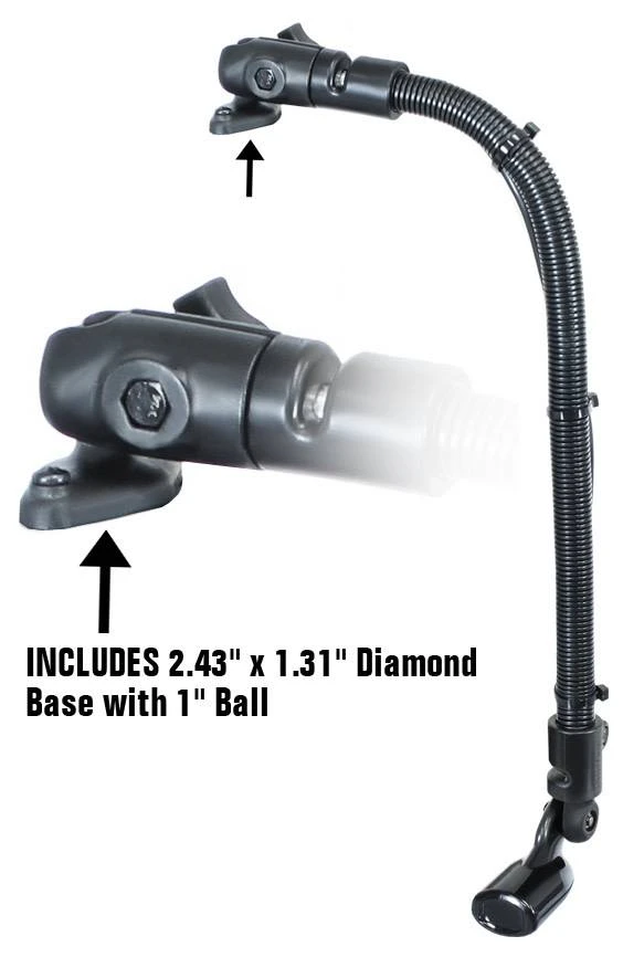 RAM Mounts Transducer Arm Mount With 18" Rigid Aluminum Rod And 2.43" X 1.31" Diamond Base - Image 3